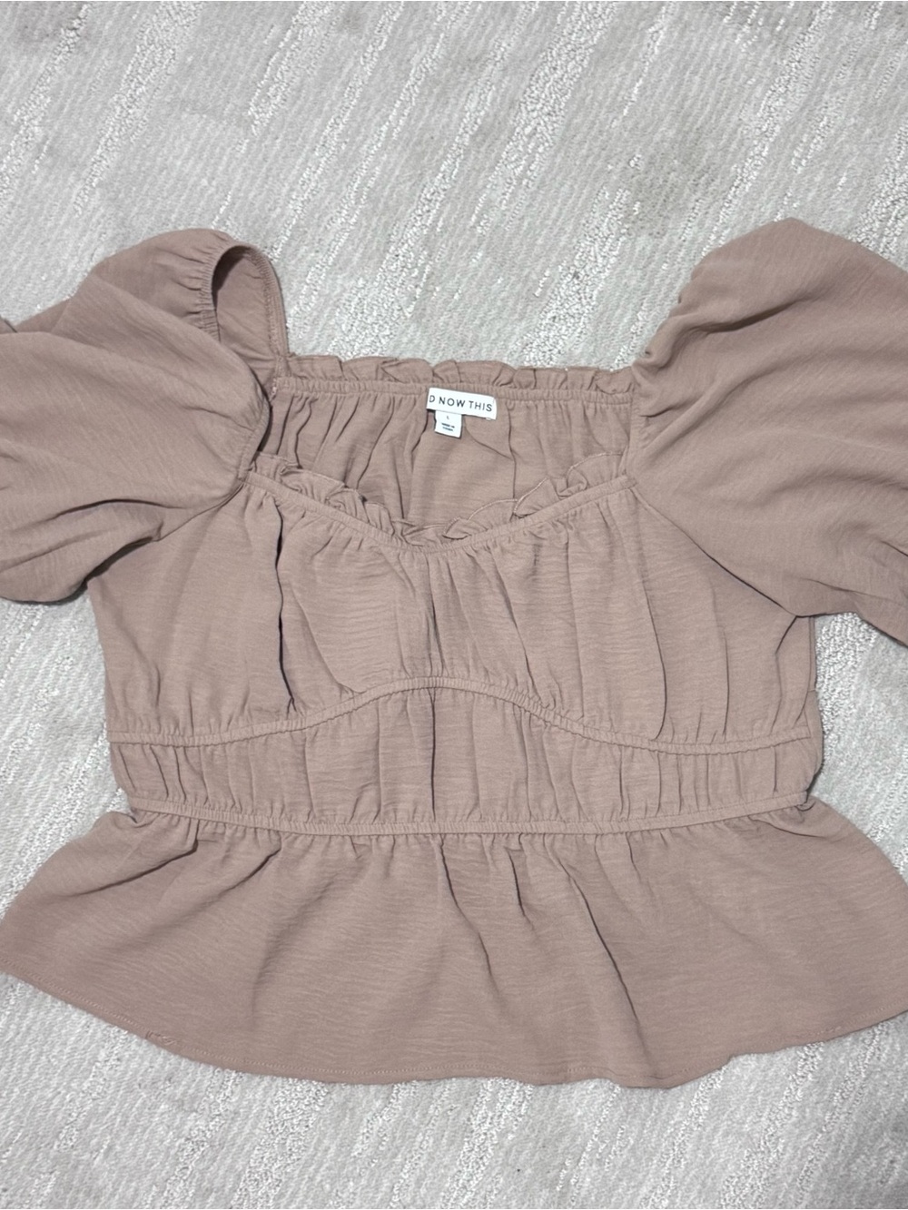 And Now This Puff Sleeve Peasant Crop Top Boho Cottagecore Milkmaid Blouse L
